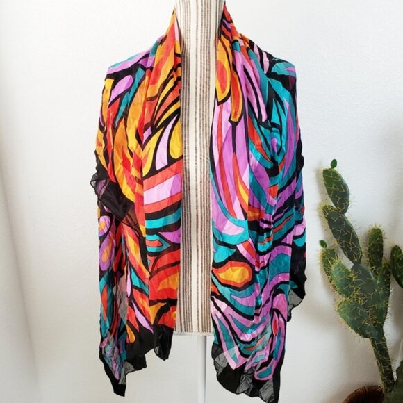 Rare Vintage Jean Claude Jitrois 80s Silk Scarf Large Shawl - Picture 3 of 16